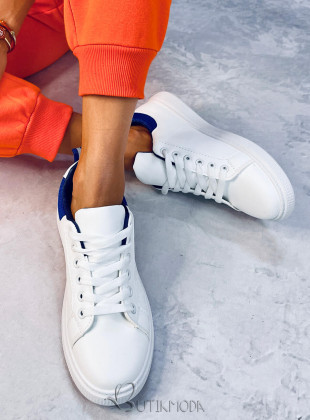 Fehér/királykék színű tornacipő nyomott mintával