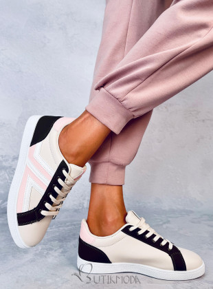 Fűzős tornacipő - khaki és rózsaszínű