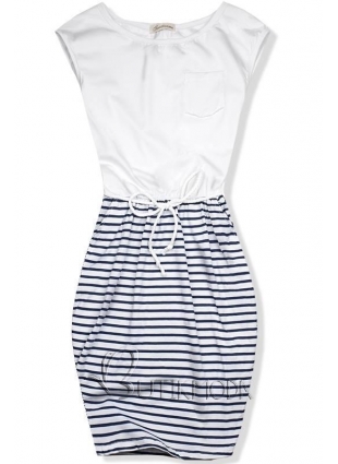 Fehér és kék színű ruha tengerész stílusban