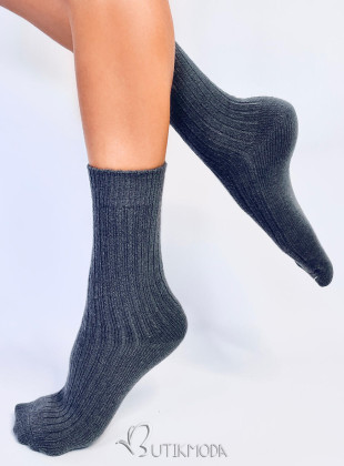 Sötétszürke színű meleg női zokni
