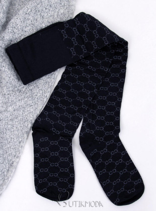 Női térd feletti zokni nyomott mintával - fekete/szürke színű