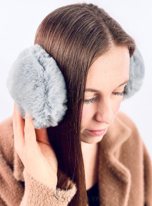 Szürke színű téli szőrmés fülvédő