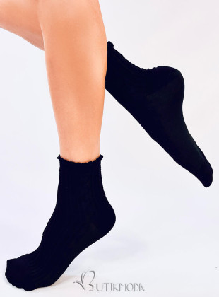 Fekete színű női zokni fodorral