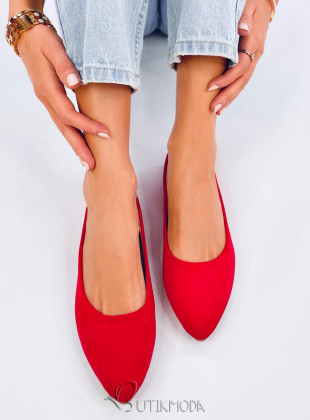 Piros színű balerina cipő bőr talpbetéttel