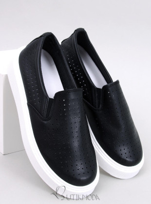 Perforált slip-on tornacipő - fekete színű
