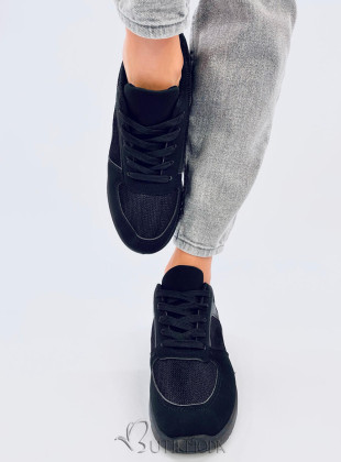 Fekete színű könnyű női tornacipő