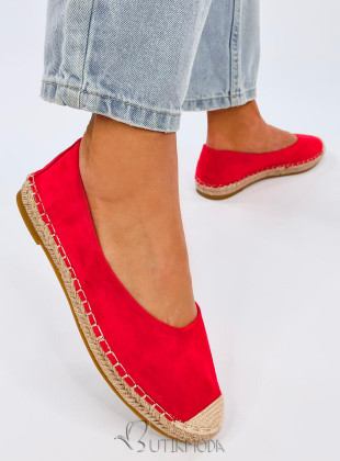Piros színű velúr espadrilles cipő