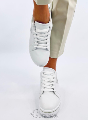 Női tornacipő rejtett sarokkal - fehér/zsályaszínű