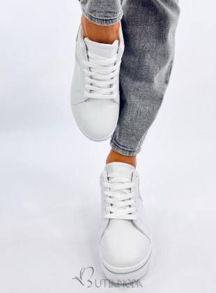Női tornacipő rejtett sarokkal - fehér/ezüst színű