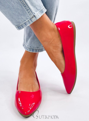 Piros színű lakkozott balerina cipő