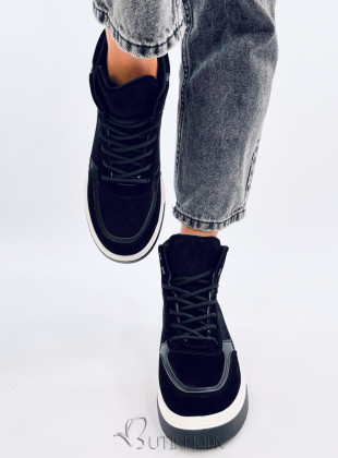 Fekete színű magas sportcipő