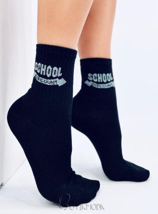 Fekete színű pamut zokni SCHOOL