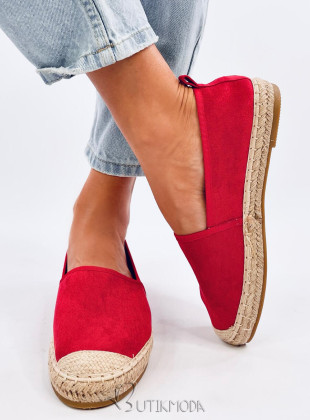 Piros színű öko-velúrból készült espadrilles cipő