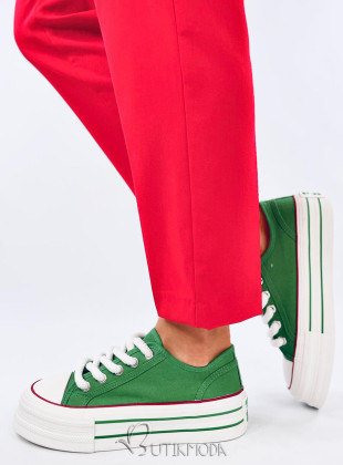 Vászon tornacipő magas platformon - zöld színű