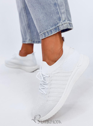 Fehér színű elasztikus sportcipő