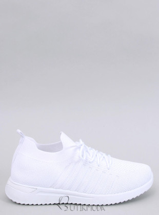 Fehér színű elasztikus sportcipő