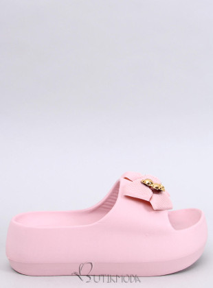 Rózsaszínű női gumi papucs masnival