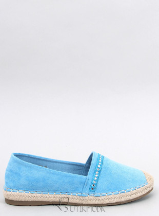 Kék színű velúr espadrilles cipő kövecskékkel
