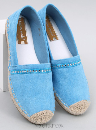 Kék színű velúr espadrilles cipő kövecskékkel