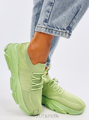 Zöld színű tornacipő elasztikus felülettel