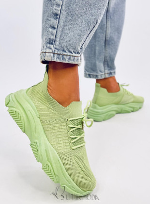 Zöld színű tornacipő elasztikus felülettel