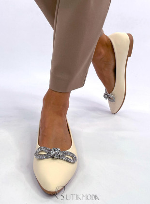 Cirkon masnival ellátott balerina cipő - bézs színű
