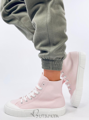 Vászon boka tornacipő - világos rózsaszínű