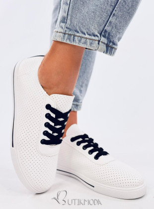 Perforált tornacipő - fehér/fekete színű