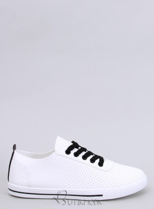Perforált tornacipő - fehér/fekete színű