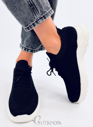 Fekete színű elasztikus tornacipő