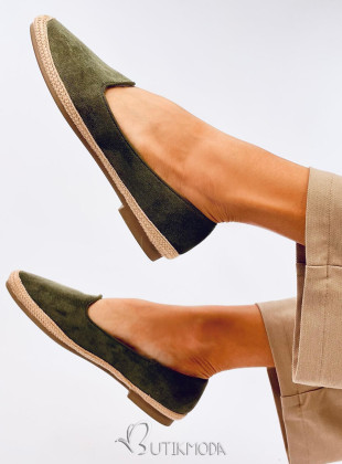 Olívazöld színű öko velúr espadrilles cipő