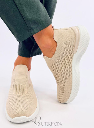 Bézs színű tornacipő elasztikus felülettel