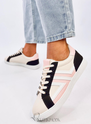 Fűzős tornacipő - khaki és rózsaszínű