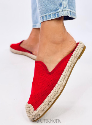 Piros színű espadrilles cipő nyitott sarokkal