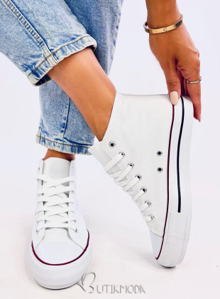 Fehér színű magas szárú tornacipő BECCA
