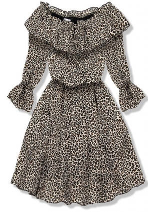 Bézs színű ruha leopárd mintával