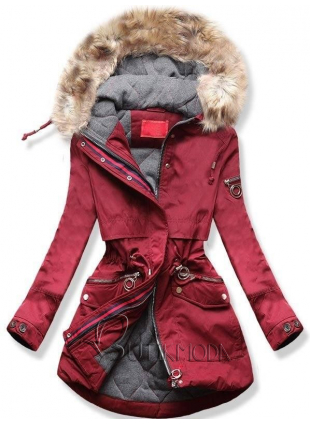 Bordó színű téli parka kabát
