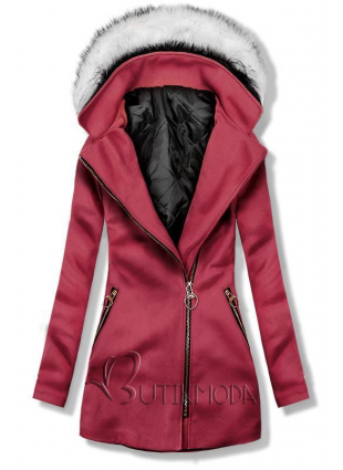 Bordó színű kapucnis kabát