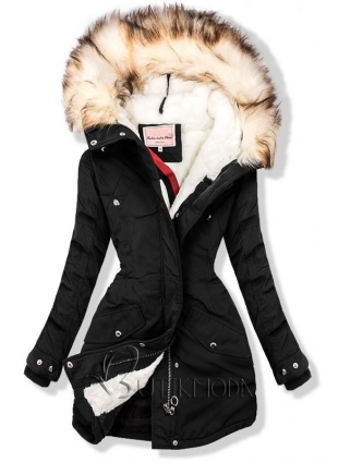 Fekete színű téli parka kabát