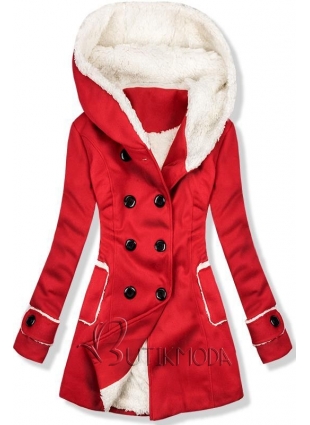 Piros színű téli kabát plüss béléssel
