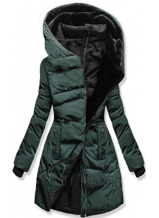 Téli steppelt kabát - zöld színű