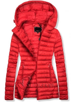 Piros színű steppelt tavaszi kabát