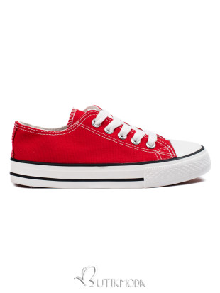 Klasszikus fűzős gyerek tornacipő - piros színű