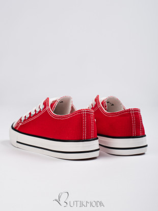 Klasszikus fűzős gyerek tornacipő - piros színű