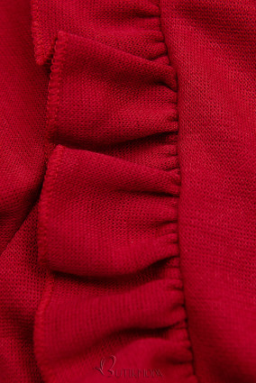 Piros színű ruha rakott műbőr szoknyával