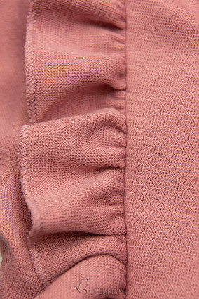 Rózsaszínű ruha rakott műbőr szoknyával