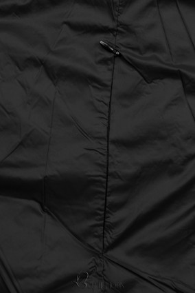 Barna és fekete színű kifordítható, plüssel kombinált rövid kabát