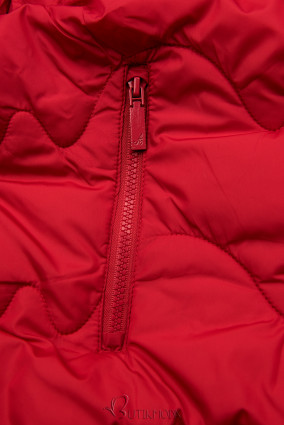 Piros színű téli kabát steppeléssel
