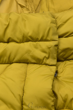 Sárga színű téli kabát steppeléssel
