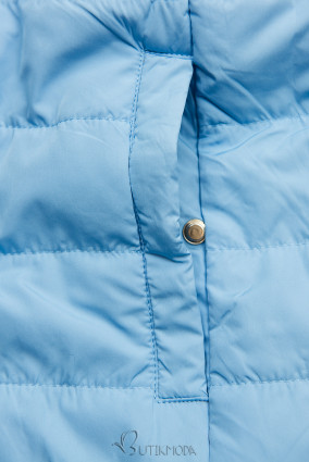 Sötétkék és babakék színű pöttyös kifordítható kabát